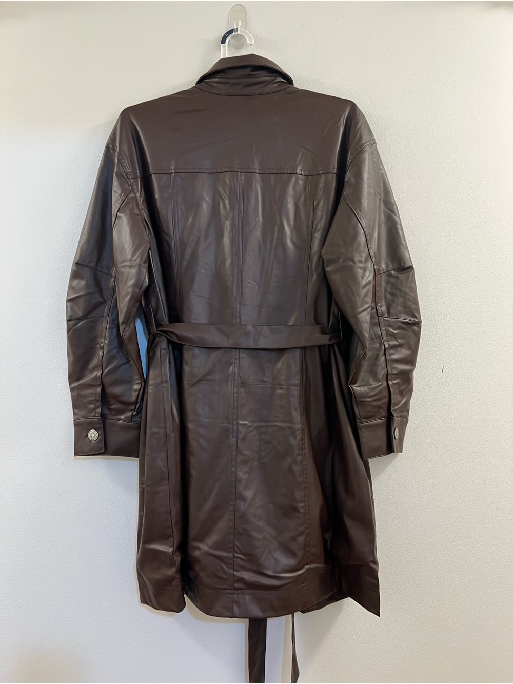 Women's Long Sleeve Faux Leather Mini Shirtdress - Future Collective Brown - Picture 14 of 14